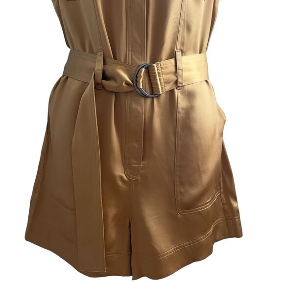 Banana Republic Golden Tan Silk Sleeveless Romper XS - Picture 5 of 9